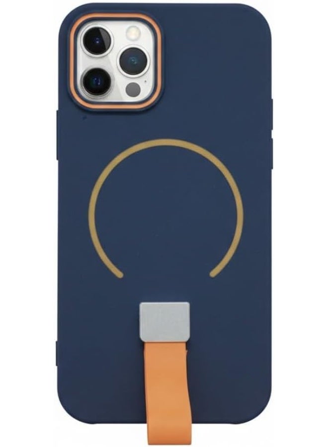 Soft Matte Magnetic TPU Back Cover For With Silicone Strap, Soft Silicone Back Cover For iphone 11 Pro Max Shockproof Case (Blue)